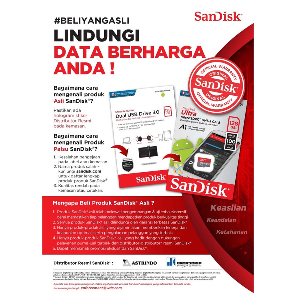 SD Card 32GB Sandisk Ultra Class 10 U1 UHS-I 100MBps SDcard