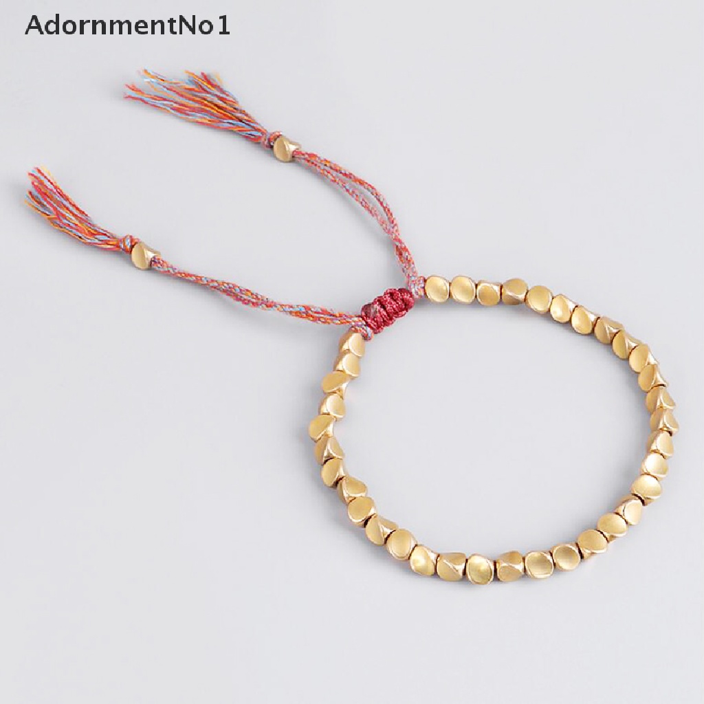 (AdornmentNo1) Gelang Tangan Tali Kepang Gaya Tibet Aksen Manik-Manik Tembaga Untuk Unisex / Pria / Wanita