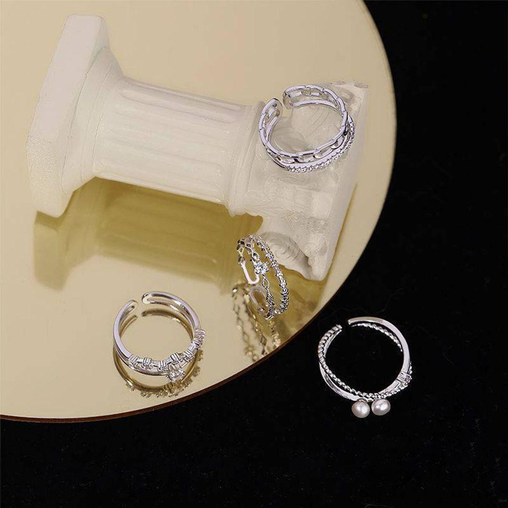 Mxbeauty Cincin Gaya Korea Gadis Ins Double-layered Minimalist Temperamen Adjustable Rings