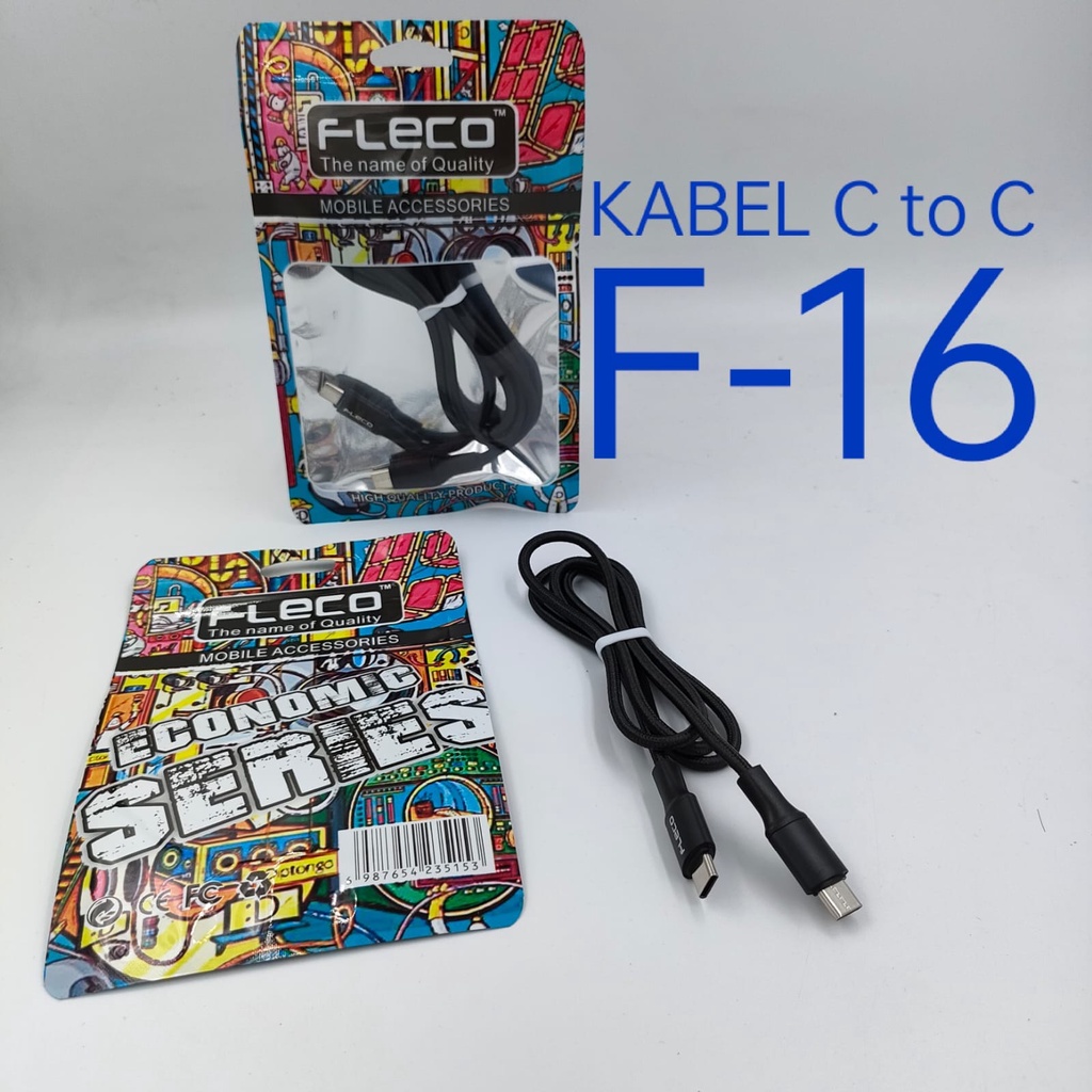 FLECO F-16 Kabel Data / Charger USB C to Type-C untuk Samsung / Macbook / Hua/wei / Xiaomi