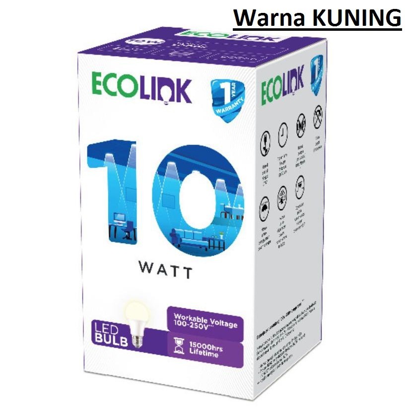 Lampu Bohlam LED Bulb 10 Watt 10Watt 10W W Kuning Warm White ECOLINK