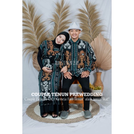 Baju Tenun Dress tenun Couple Prewedding Couple Kondangan Couple Palazzo CC1 Kemeja Full Tenun