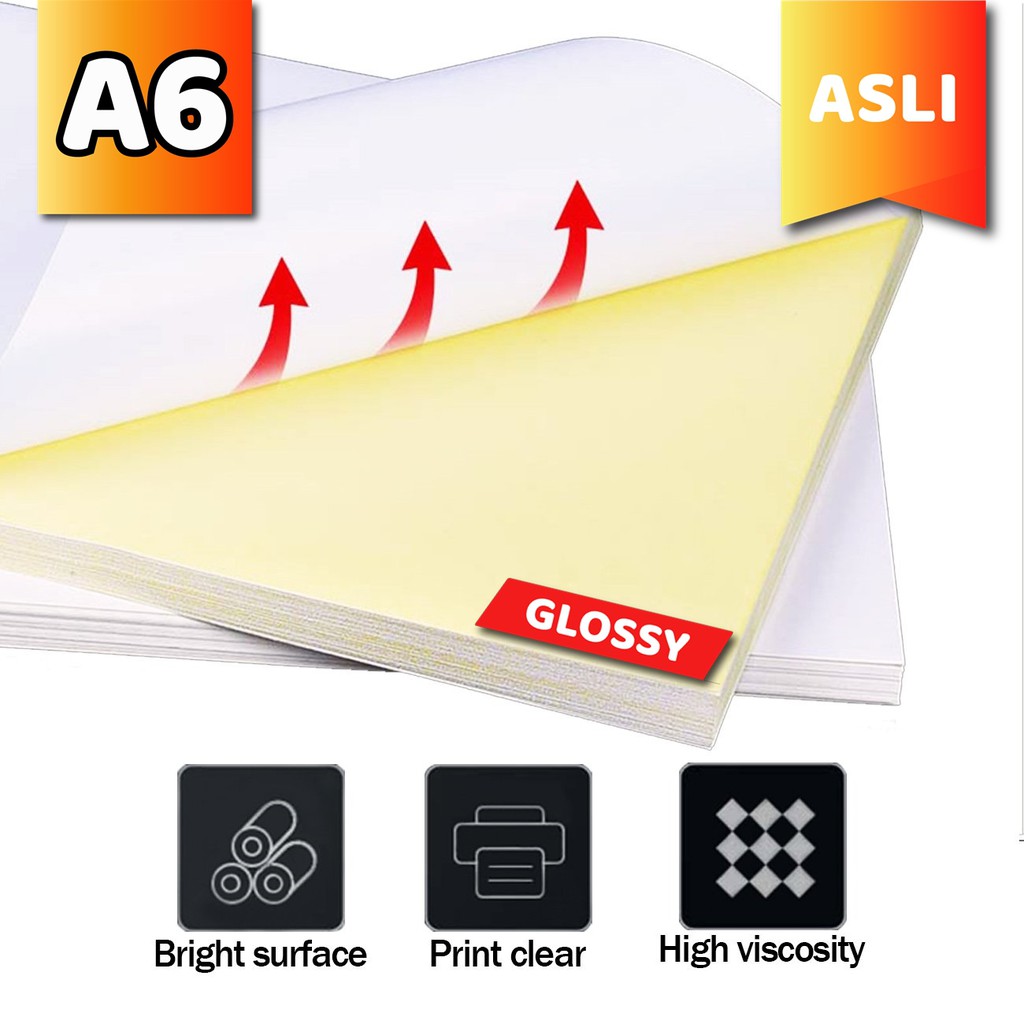 

Kertas Stiker A6 Glossy Printer Inkjet Dye