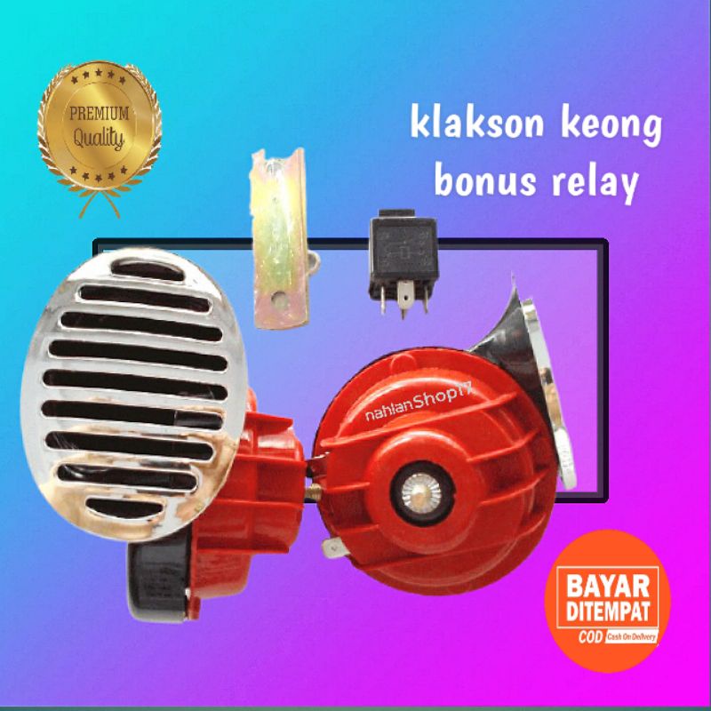 VARIASI AKSESORIS KLAKSON KEONG MOTOR MOBIL + RELAY
