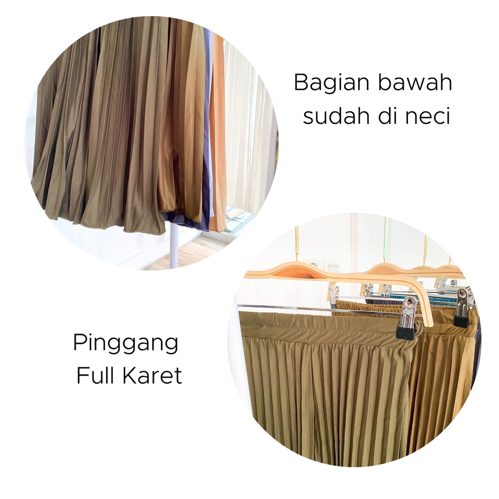 Rok plisket pendek 7/8 wanita model payung / Rok Plisket Mayung pendek / Rok Kerja Dewasa-6
