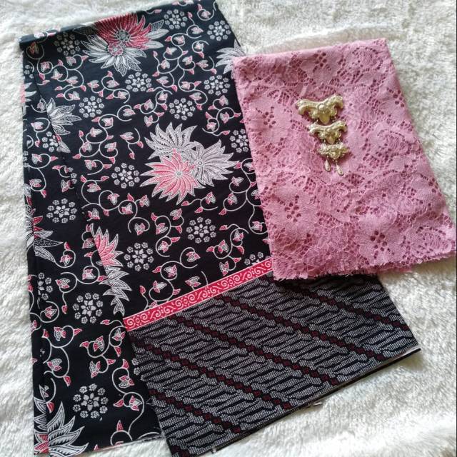 Kain Batik Kain Brokat Cord Kain Tiler Akar Warna Pink - Kebaya Termurah - Batik Ozila