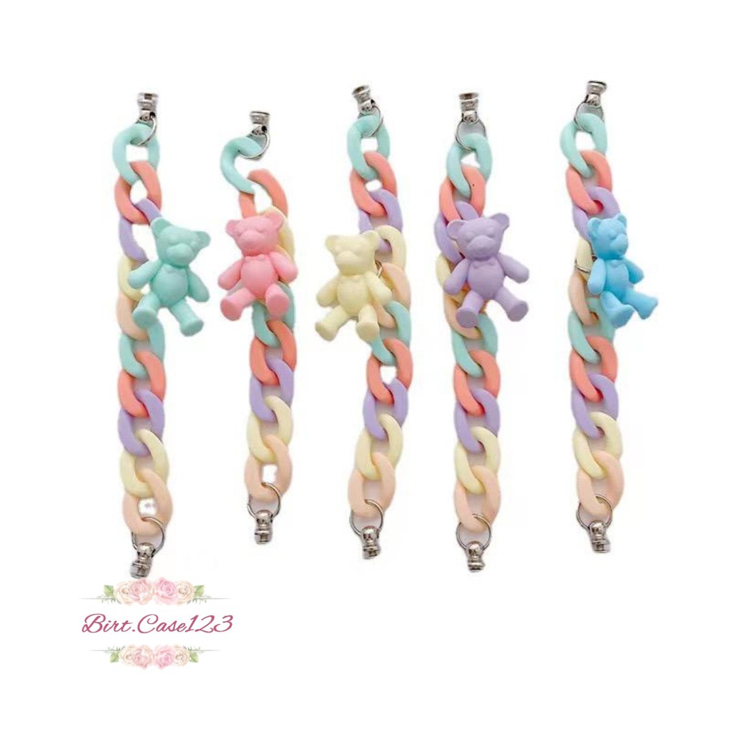 paket gelang tali rantai baut slingcase sling rantai beruang rainbow lanyard universal candy koper choice dove BC6047