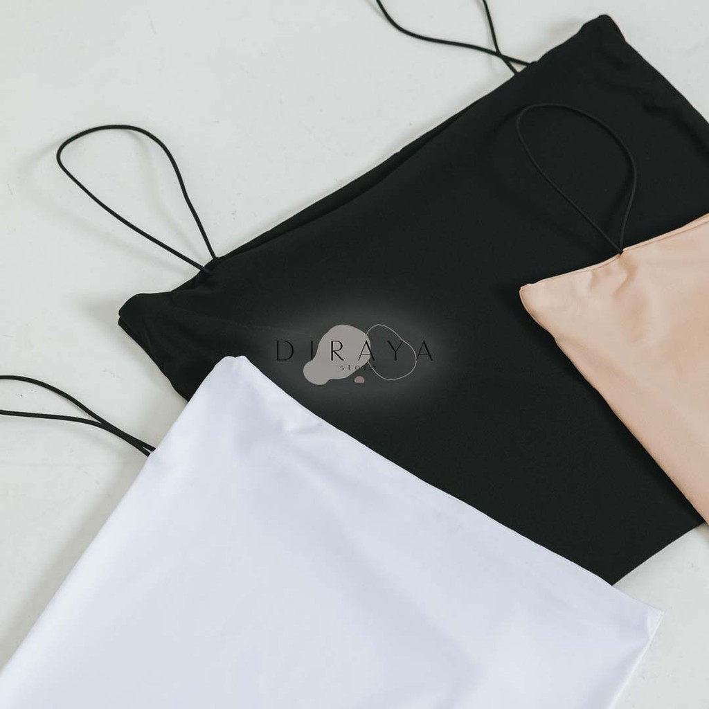 Diraya Tank Top Crop Top Wanita Polos Squre Neck Tali Kecil Tali Spaghetti