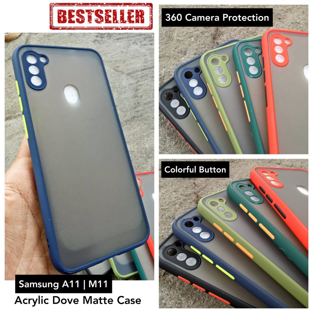 Bumper Case Samsung A11 M11 Akrilik Dove Matte + 360 Ring Camera Protection Best Seller Hits 2020