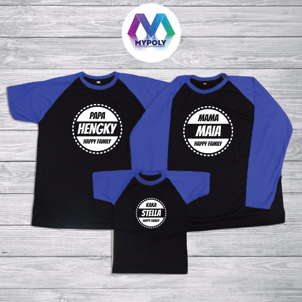 Kaos Raglan Couple Keluarga Custom Family Bisa Cetak Nama Shopee