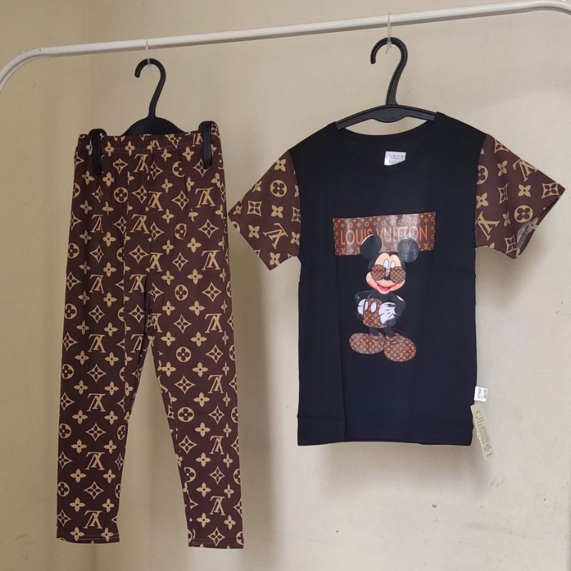 Piyama anak import motif LV mickey mouse baju tidur
