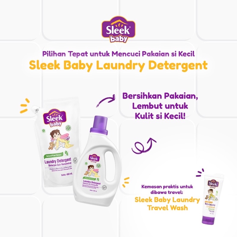 Sleek baby laundry detergent 900ml refill 900 ml sleek sabun cuci baju cair isi ulang laundri