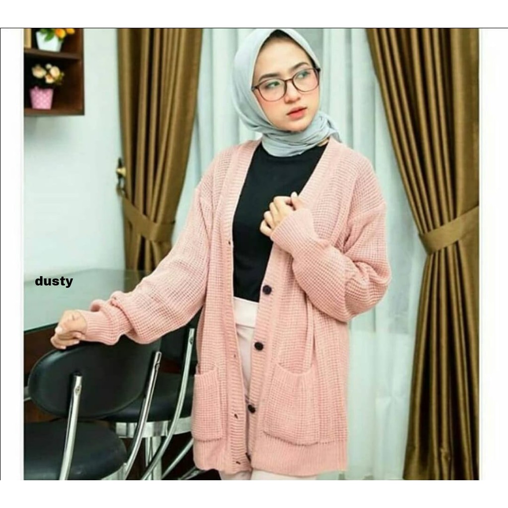 [Cardy pocket rajut RO] Cardigan wanita rajut Varian warna