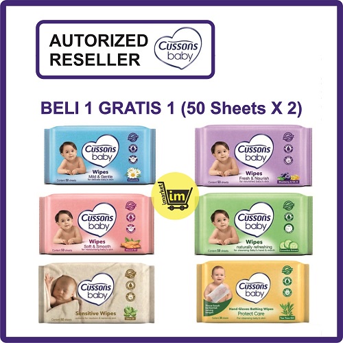 TISU BASAH CUSSONS / WIPES CUSSONS / TISU BASAH CUSSON BELI 1 GRATIS 1 50 SHEETS X 2