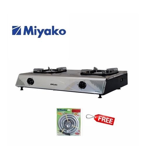 Miyako Kompor Gas 2 Tungku Stainless Steel KG-202SE FREE Paket Miyako Selang Gas Meter