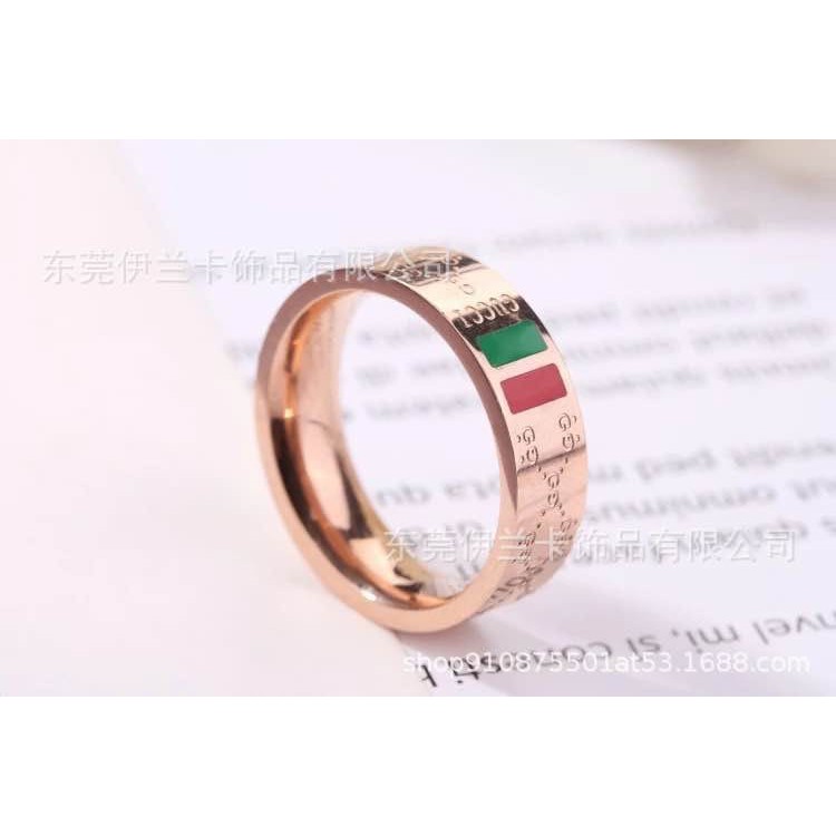 Cincin Unisex Titanium Gc Lapis Emas 18K