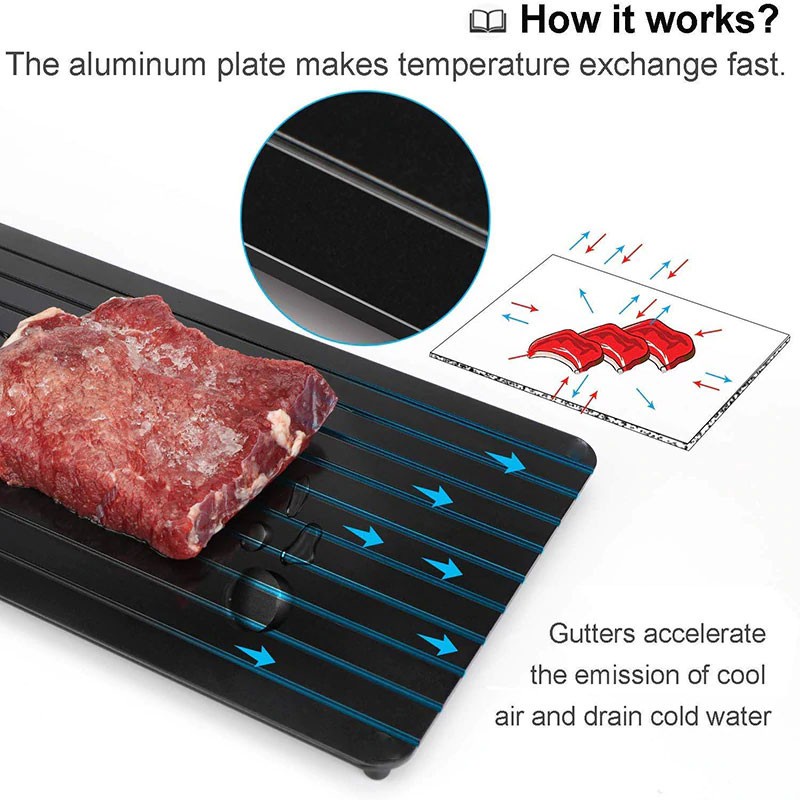 [COD] Defrost Tray Plate Import Defrosting Tray Pelunak Makanan Frozen Daging Steak Ayam Sosis Beku di Freezer Kulkas