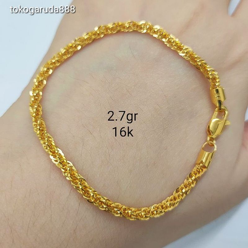 Gelang rantai tangan anak dan dewasa emas asli kadar 700 70% 16k 22 korea kilap kilat cowok cewek fancy