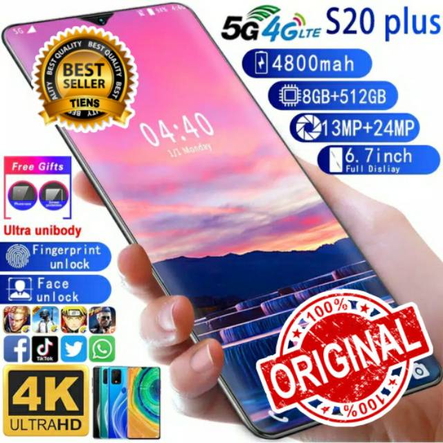 HANDPHONE ANDROID 5G S20 PLUS RAM 8GB RAM 512GB BURUAN