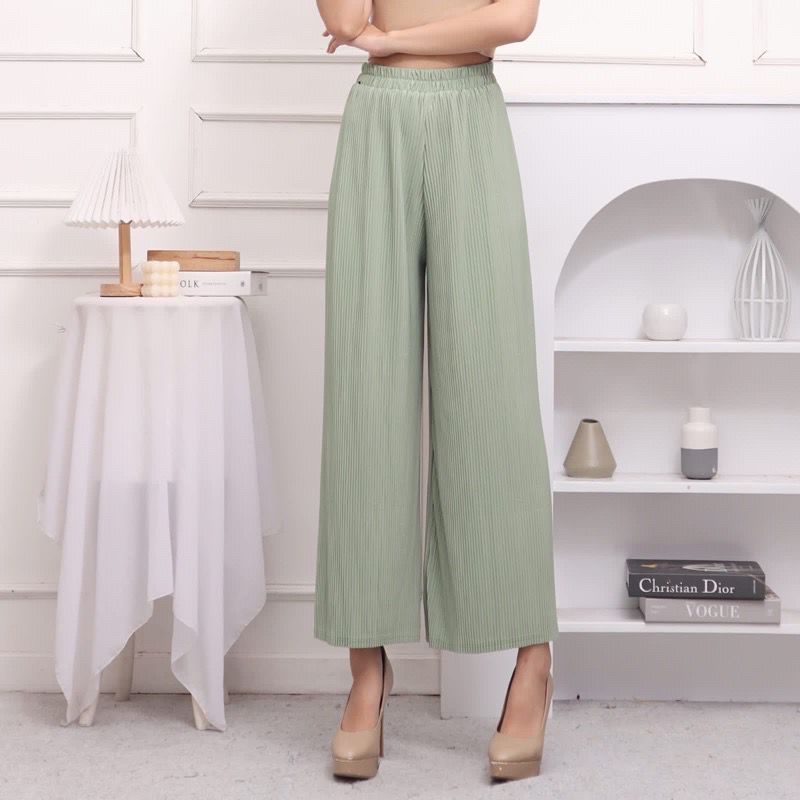 Toply shop Celena Kulot Lidi Plisket panjang XXL / Pleated cullote  / kulot lipit lidi