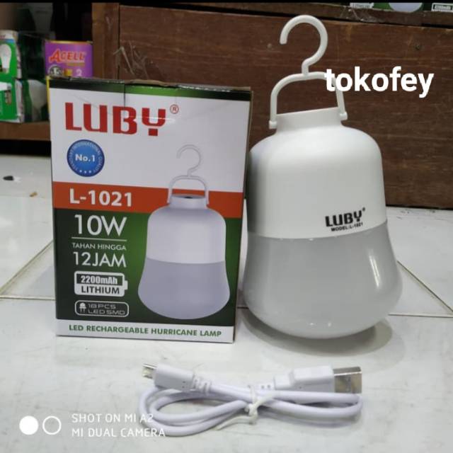 Lampu cas emergency luby 10 watt L-1021 dengan powerbank tahan lama