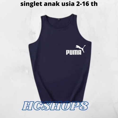 Singlet Anak Logo PUA Unisex Ideal Usia 2-16th Singlet Anak Anak Pakaian Anak Unisex