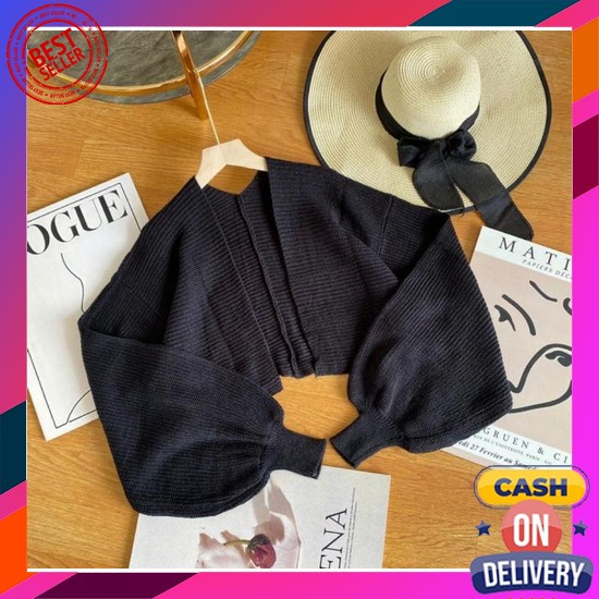Cardigan Rajut Kardigan Rajut Import Cardi Wanita Oversize Zena Crop Tangan Balon Cardigan Rajut/C