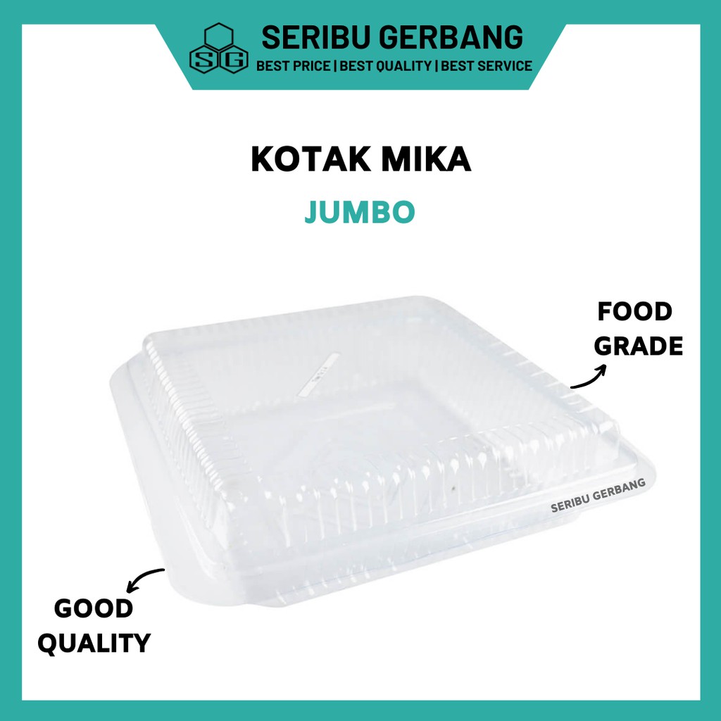 BOX KOTAK MIKA PLASTIK KUE BOLU CAKE 20X20 BENING TEMPAT WADAH PUDDING UKURAN 1