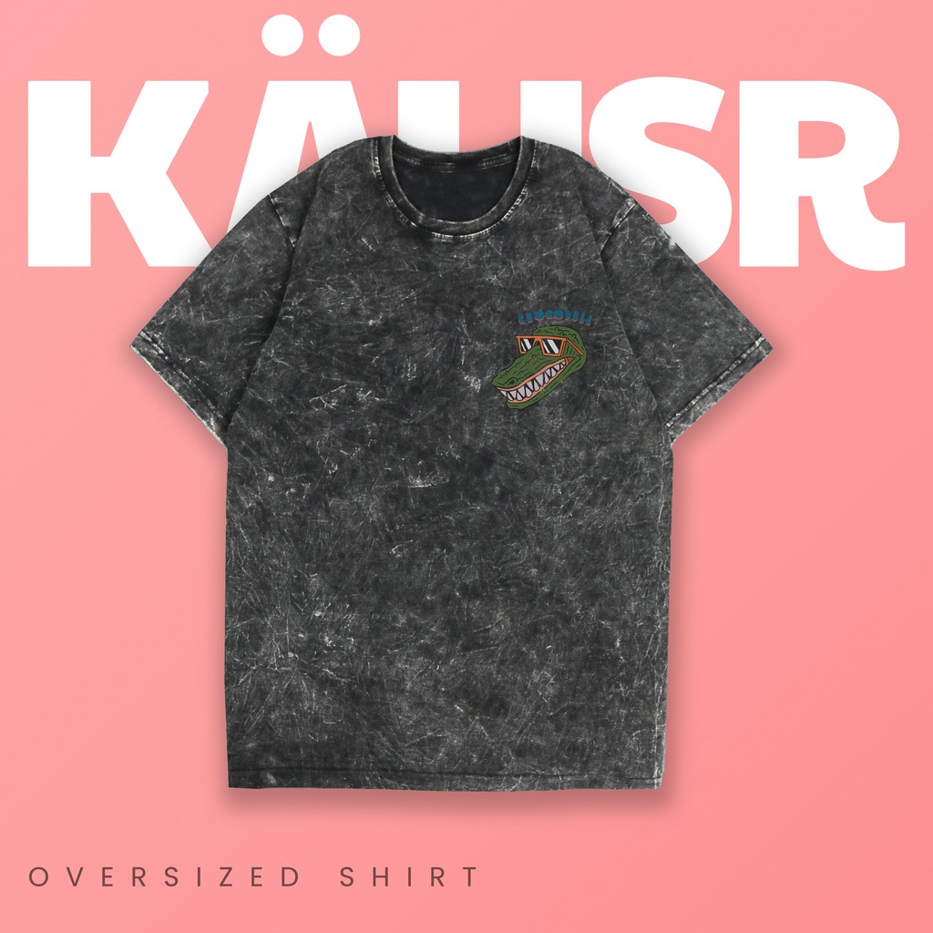 Oversize Tees/Tshirt/kaos Washed Black Crocodile