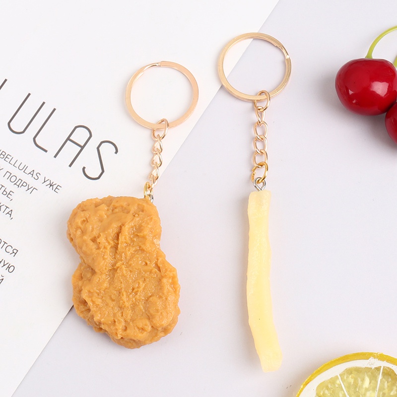 Gantungan Kunci Bentuk Ayam Goreng Imitasi