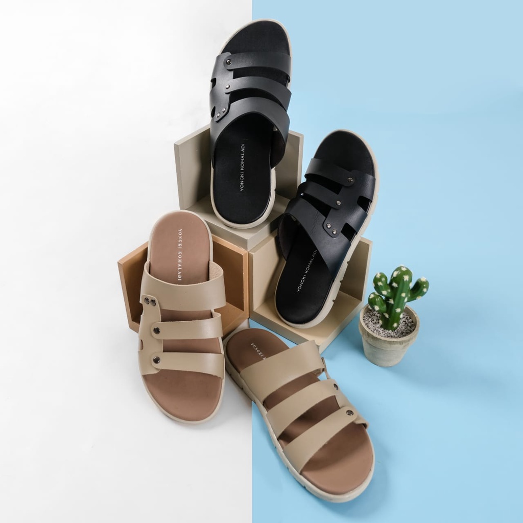 GTB [ORIGINAL] SANDAL PRIA YONGKI KOMALADI OL-ESRF430-F21 HITAM/TAN