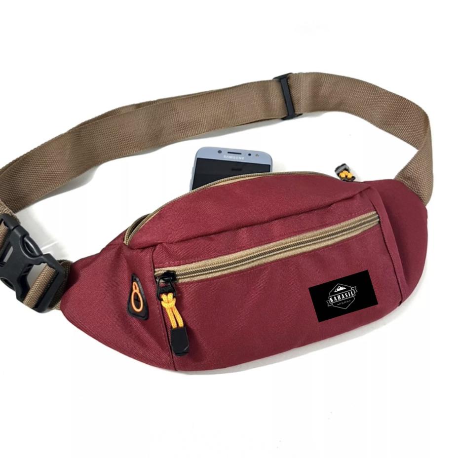 (TERPERCAYA) WB K02 - Tas Selempang Bahu Slempang Pinggang Waistbag Pria Wanita Cowok Cewek Original