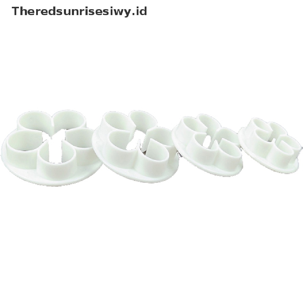 # Alat Rumah Tangga # 4pcs Cetakan Pemotong Adonan Kue Fondant Desain Bunga Rose Untuk Sugarcraft