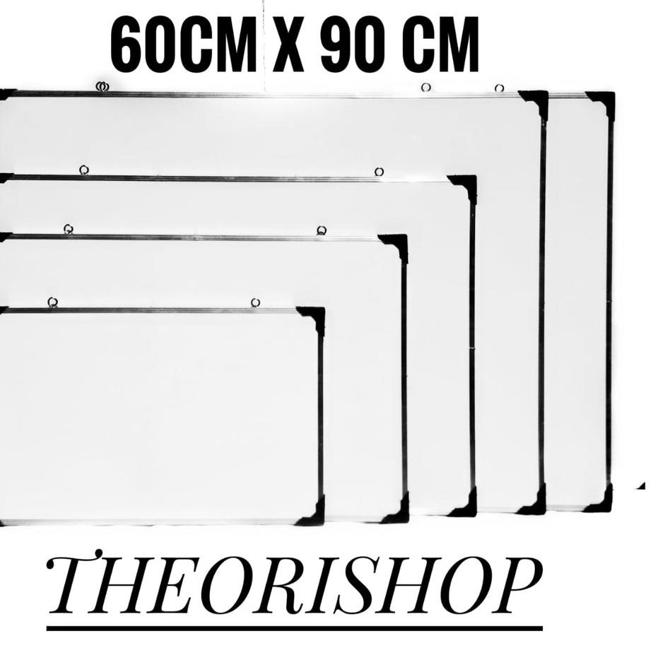 

White board/Papan Tulis 60x90 2 sisi Spidol dan kapur Whiteboard .,