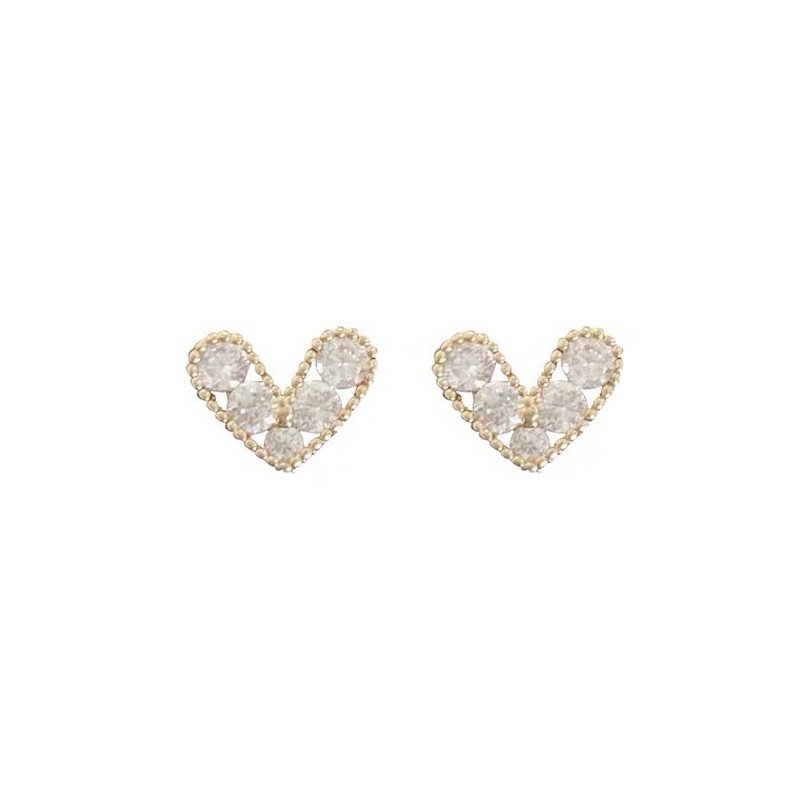 Roselife 1 Pasang Anting Tusuk Sterling Silver 925 Desain Hati Hias Cubic Zirconia Gaya Korea Untuk Wanita