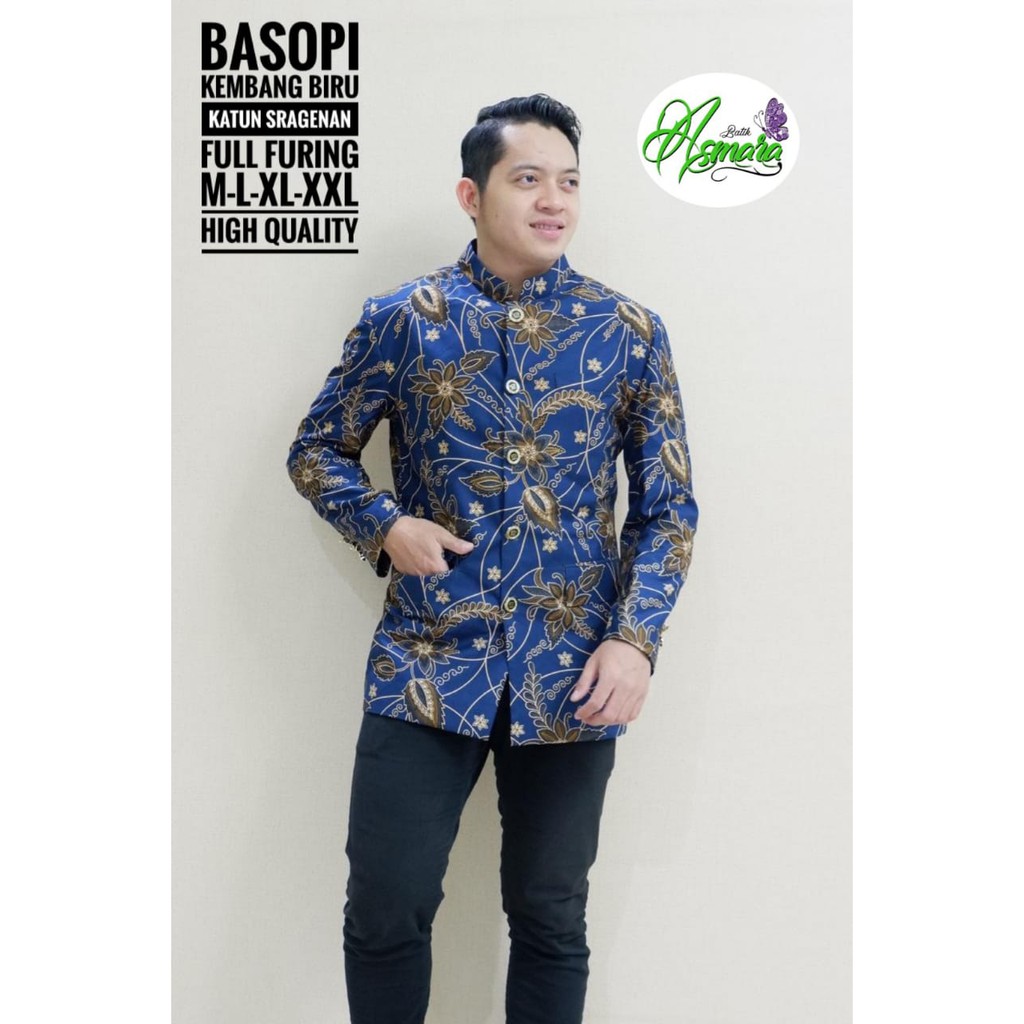 BASOPI SEMI JAS Batik Pria Lengan Panjang Katun Halus FULL FURING Asmara