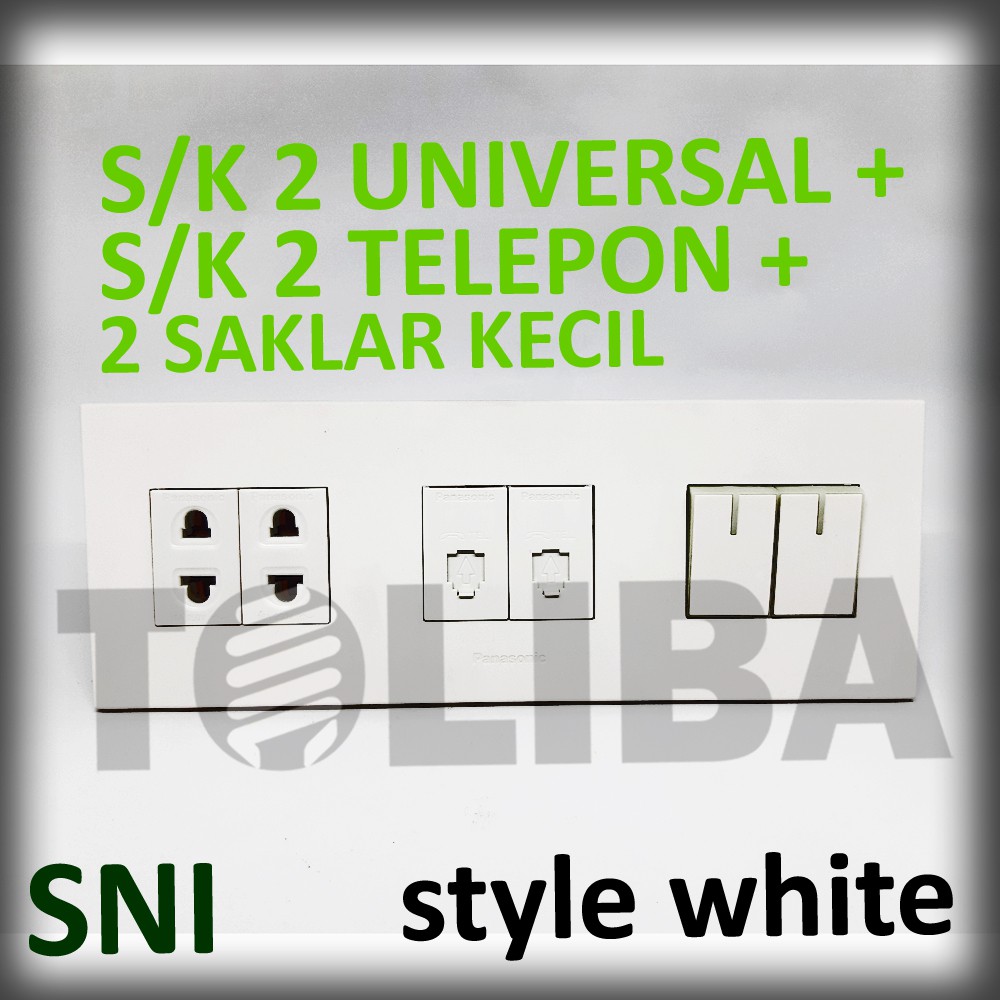 saklar seri + 2 stopkontak universal + 2 s/k telepon minimalis style white ib panasonic sni