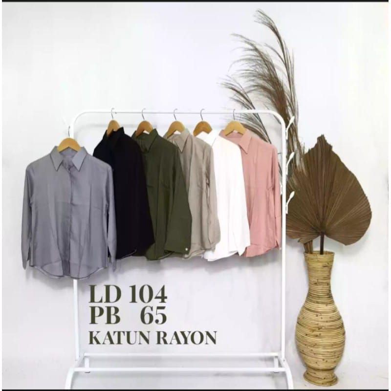 Kemeja Polos Wanita Rayon Premium