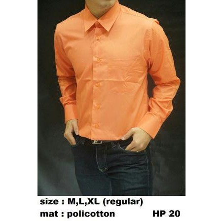 kemeja lengan panjang polos orange