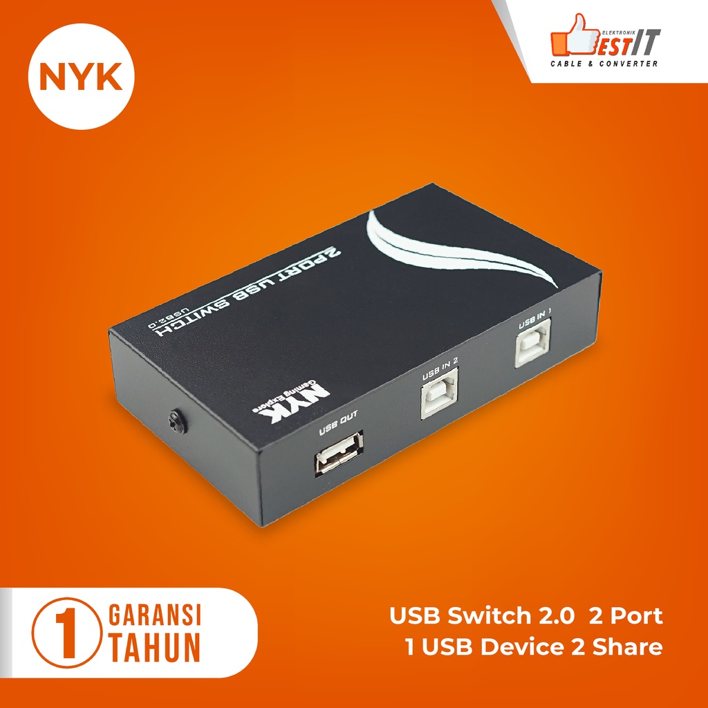 USB Switch Manual Printer 2 Port / Data Switcher 1-2 USB Printer NYK