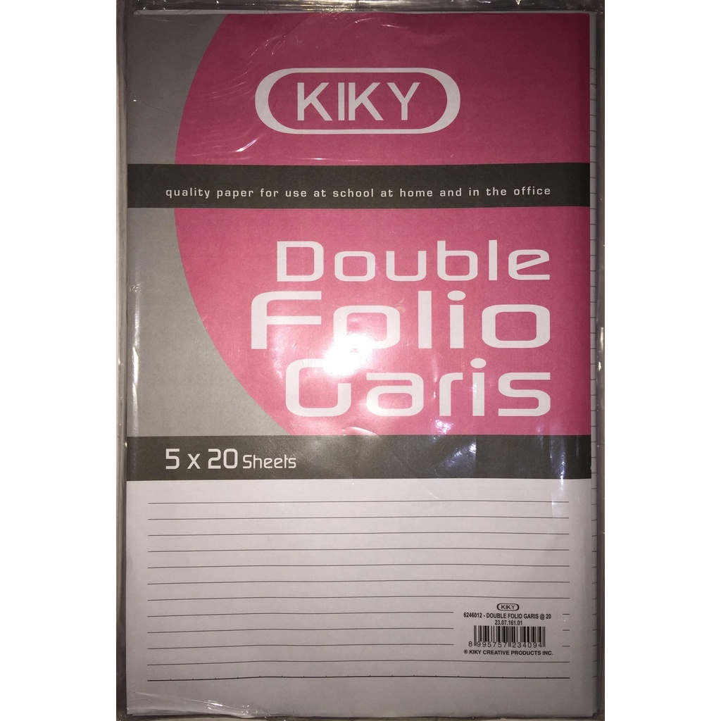 

Kiky Kertas Double Folio Garis 20 (1 Pak Isi 20 Lembar) / Kertas Double Folio Bergaris Kiky / DFG Kiky / DF Garis Lipat 20