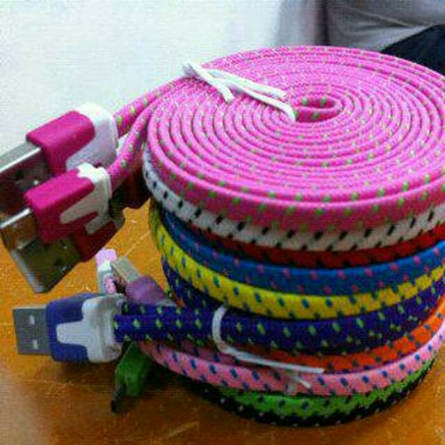 Kabel Micro USB Cas HP Model Tali Sepatu 3 Meter Terlaris Kabel Data Charger Xiaomi Oppo Vivo Lenovo