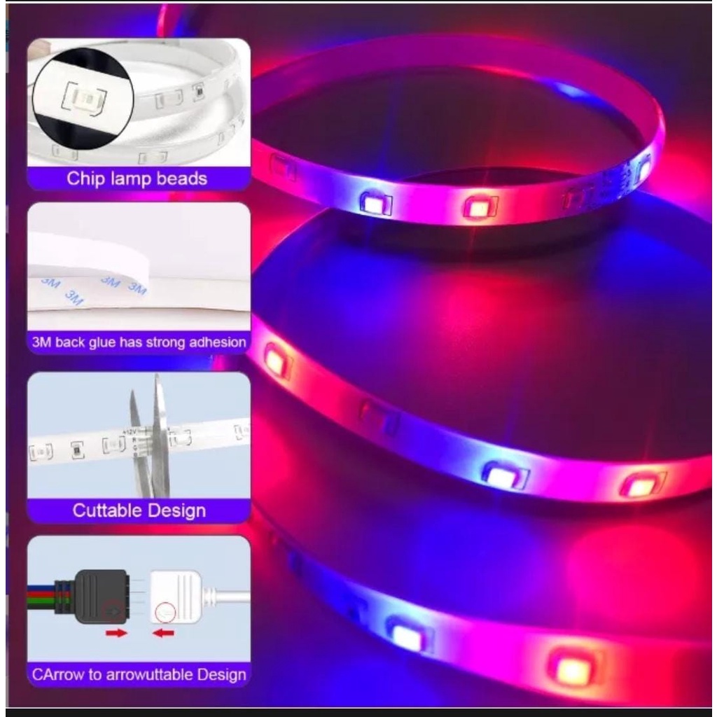 Led Strip RGB 10M 2835 dan 5050 Warna Warni IP65 Waterproof 2 CABANG LENGKAP full color