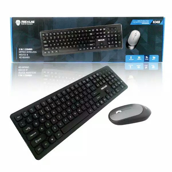 Trend-Rexus KM-8 New Model Keyboard Dan Mouse Wireless KM8 Combo - Hitam