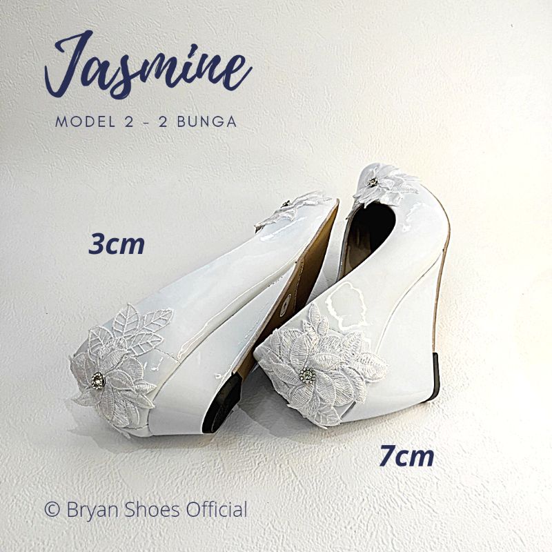 Bryan Jasmine Wedges Pesta Wedding Flower Bunga Lace Brukat Bigsize Jumbo Oversize 36-40 41 42 43