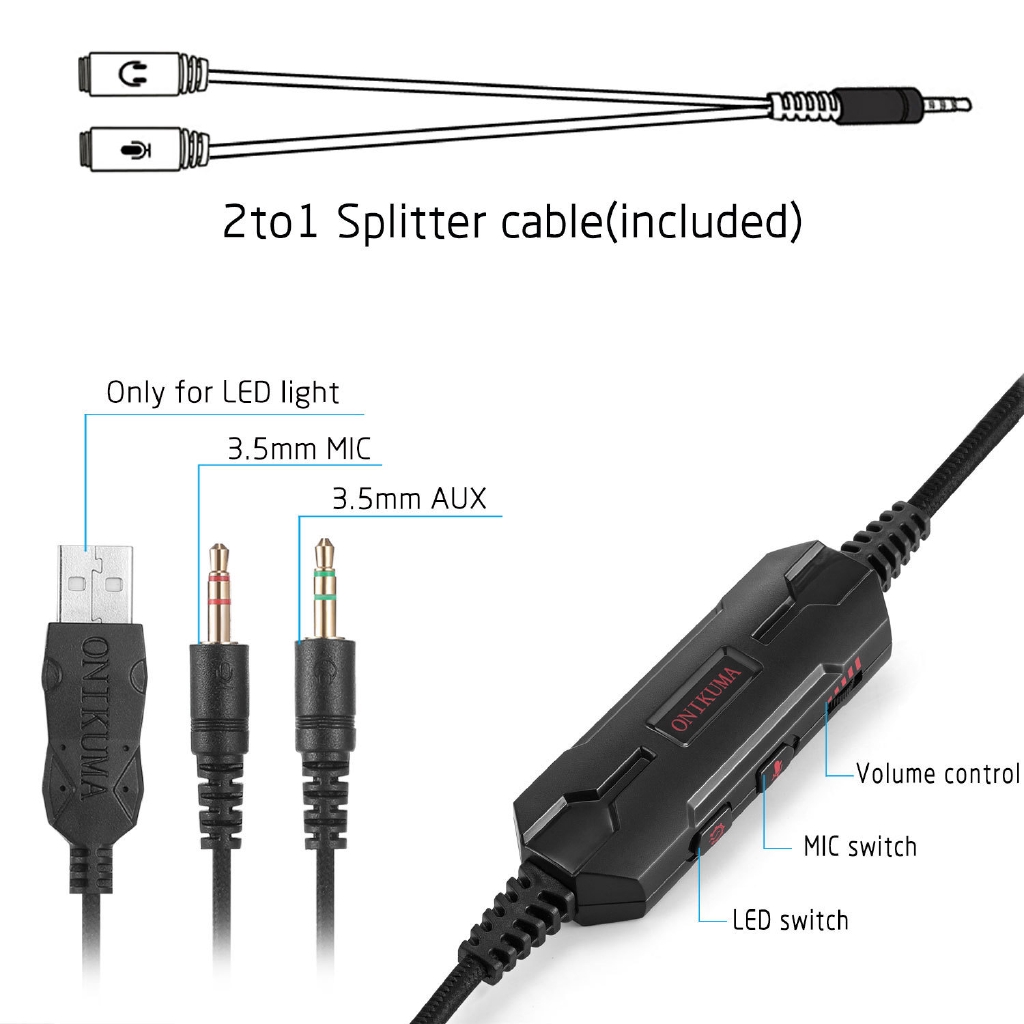 Onikuma M180 Headset Gaming Over Ear Stereo Bass Dengan Mic Isolasi Suara Untuk PS4