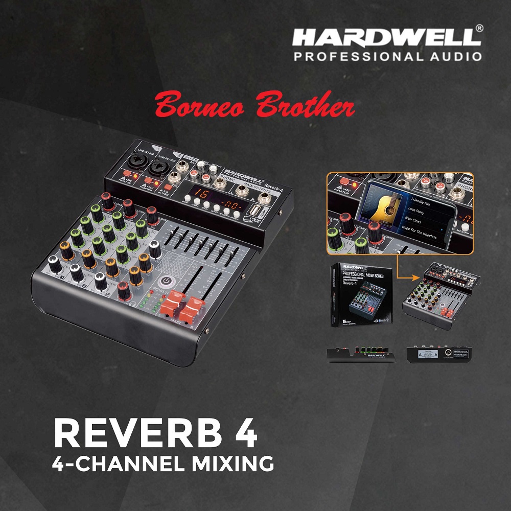 Mixer 4 Channel Hardwell REVERB 4 REVERB4 Original Soundcard Bluetooth