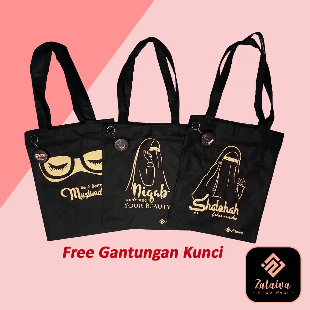 ToteBag Muslimah Resleting Tas Desain Cadar Fashion Tote Bag Wanita Tas Bahu Islami