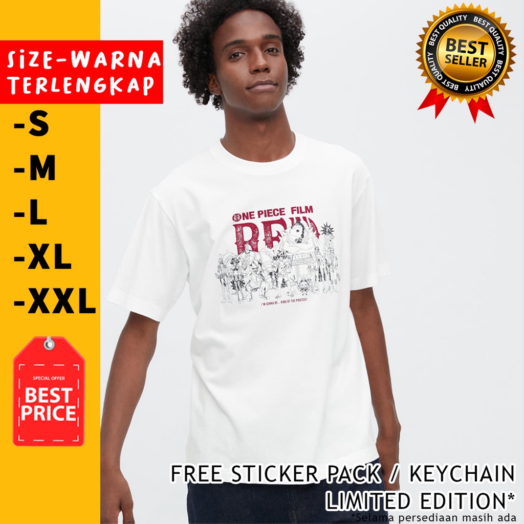 T-SHIRT ONE PIECE X UNIQLO 2022 | UNIQLO X ONE PIECE FILM RED | UT GRAPHIC T-SHIRT | AKAGAMI | SHANKS | KAOS ANIME | STREETWEAR-1