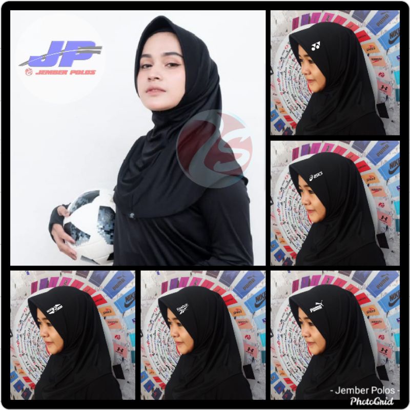 Hijab voli kerudung olahraga jilbab sport hijab badminton - jember polos